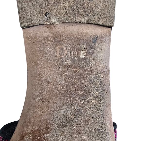 Christian Dior Dway Slide Flat Sandal Size 39 US 9 Pink White Leather Tiger - Picture 15 of 15